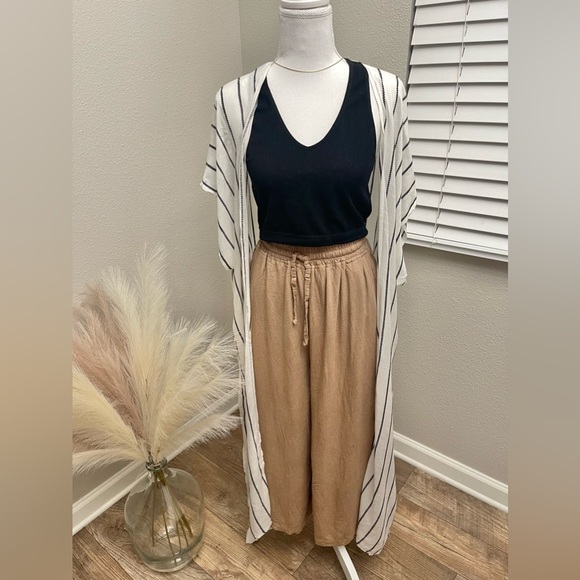 Stripe Black and White Kimono Style Boho Swim Cover Up - Picture 14 of 15